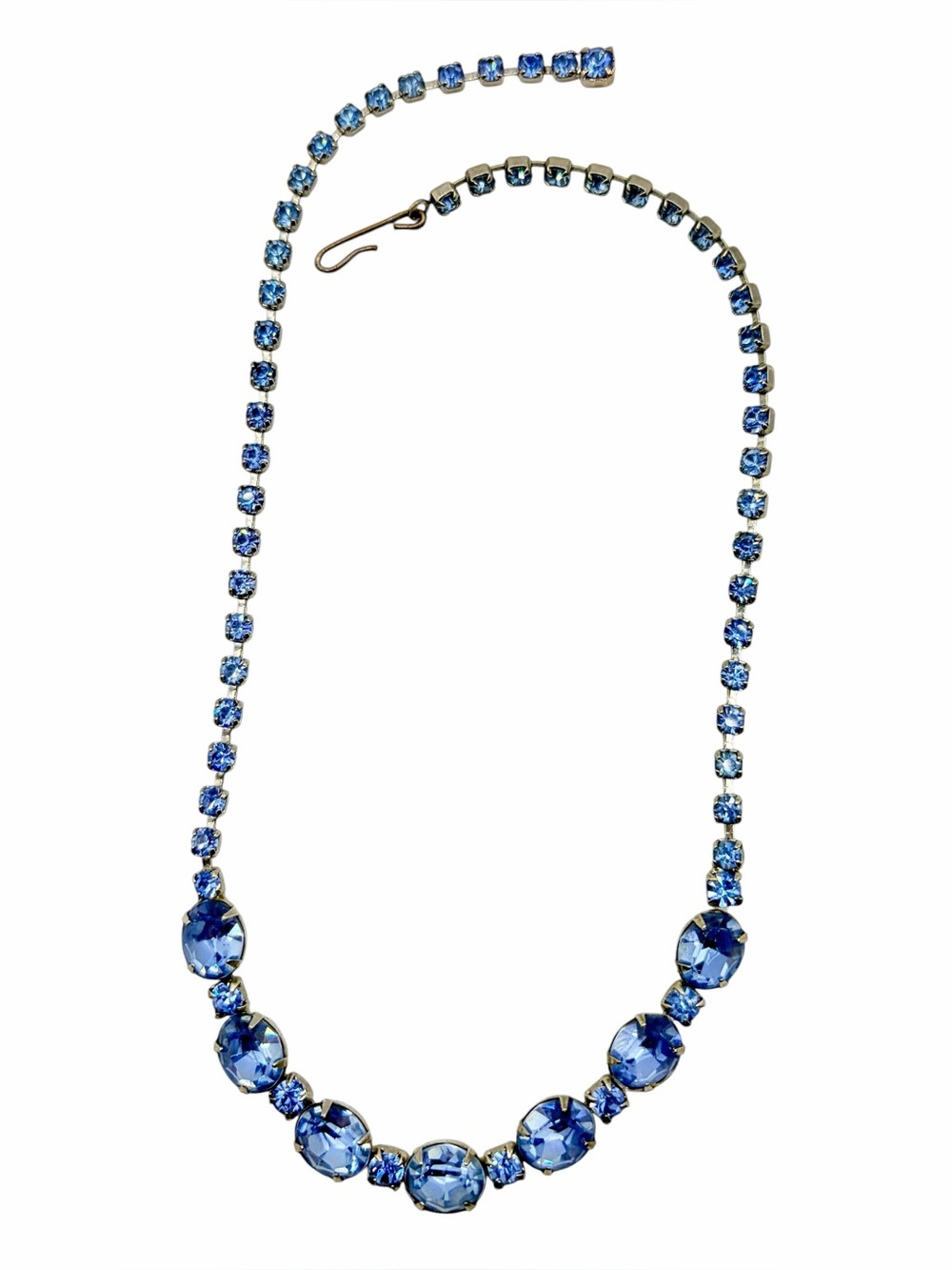 Vintage 40s 50s Light Blue Glass Paste Rhinestone Necklace